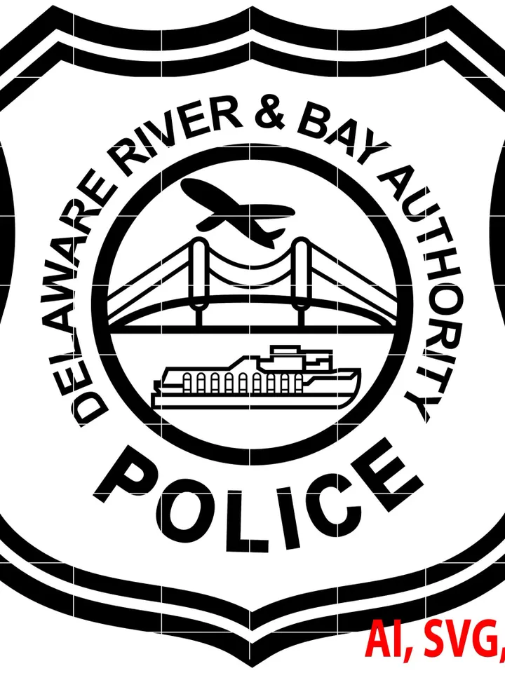 Police Badge, Delaware River and Bay Authority Police Badge, Logo, Seal, Custom, Ai, Vector, SVG, DXF, PNG, Digital