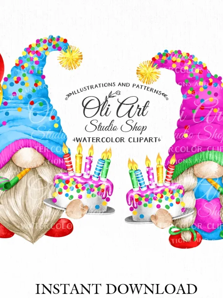 Happy Birthday gnome, clip art png, cute characters