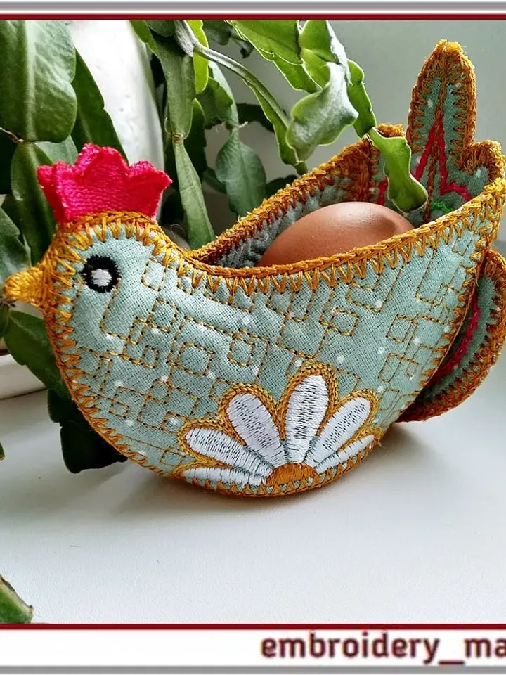 In the hoop embroidery design basket chicken
