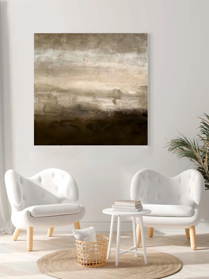 Abstract Painting Beige, Painting Dark Brown Beige, Gray and Beige Abstract Art, Textured Art Handmade Rothko Style Painting, Abstract Art