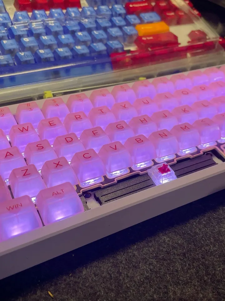 Pink Clear keycap Backlight keycap Transparent keycap Mechanical keyboard keycap Keycap set White keycap