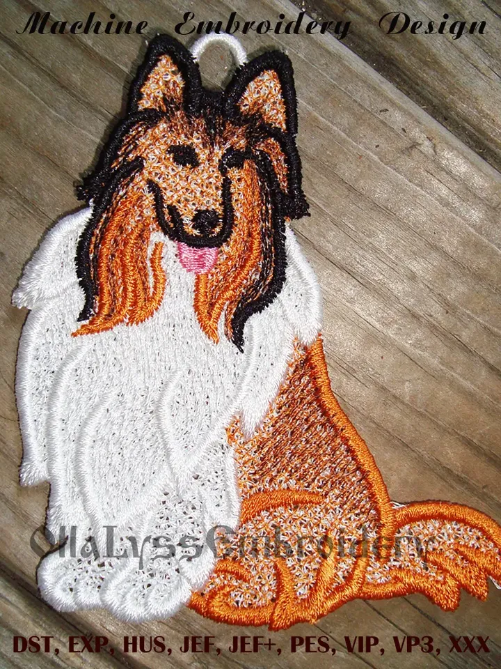 Rough Collie Dog FSL machine embroidery design