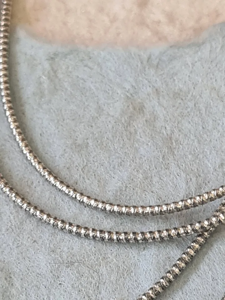 Long Hanging Sterling Silver Diamond Cut Necklace