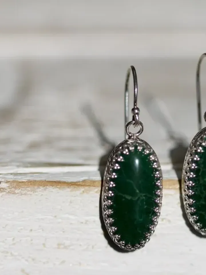 Sterling Silver Malachite Earrings