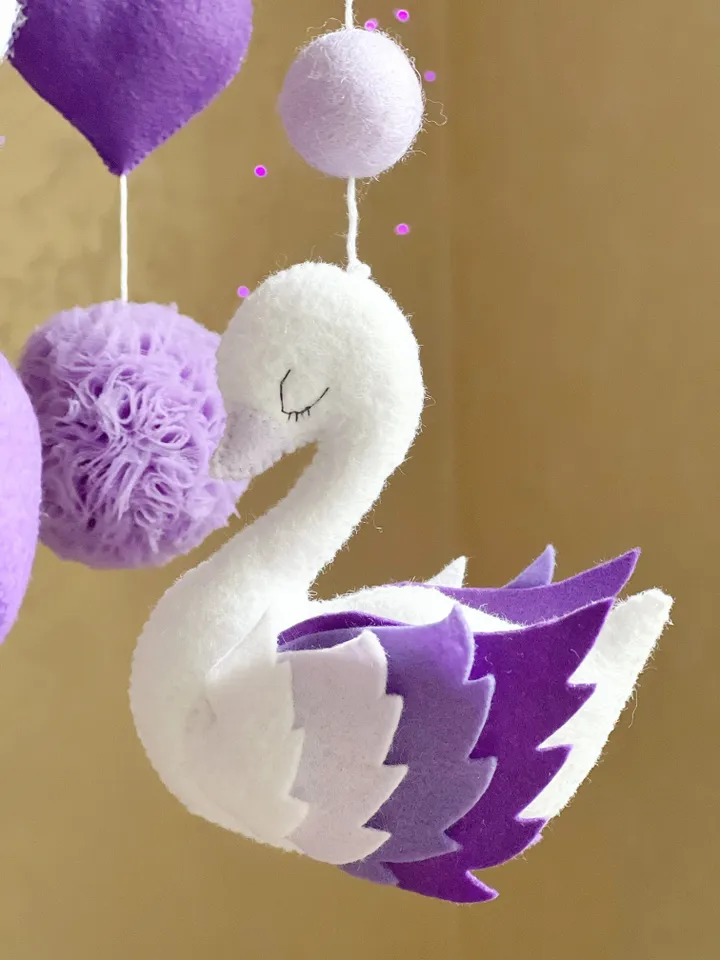 Ballerina mobile crib Felt mobile musical Nursery mobile girl Baby shower gift Baby girl mobile Purple mobile