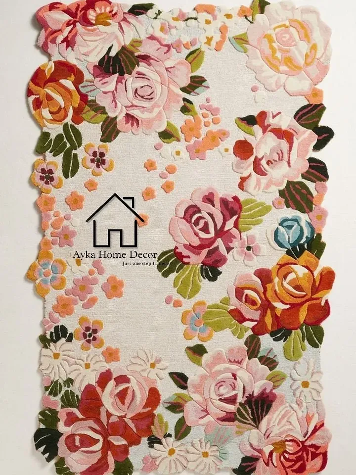 Ayka Vintage 100% Handmade Woolen Area Rug For Hall Kitchen Living Room Bed Room Bath Room Dining Room Kids Room Carpet / Christmas Gift