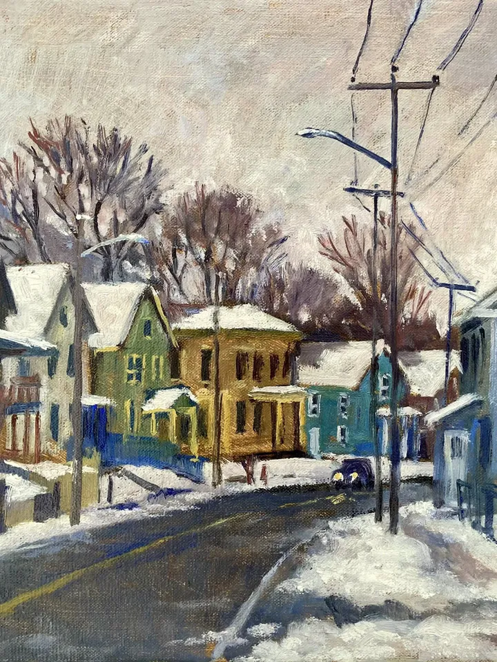 Winter Landscape Painting - After the Storm/Berkshires - 12x16 Oil on Linen, Impressionist Snow Scene, Signed Original American Fine Art