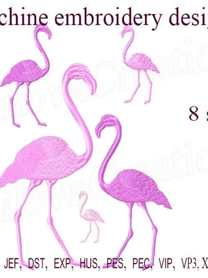 Flamingo Embroidery designs  Silhouette animals Machine embroidery patterns bird