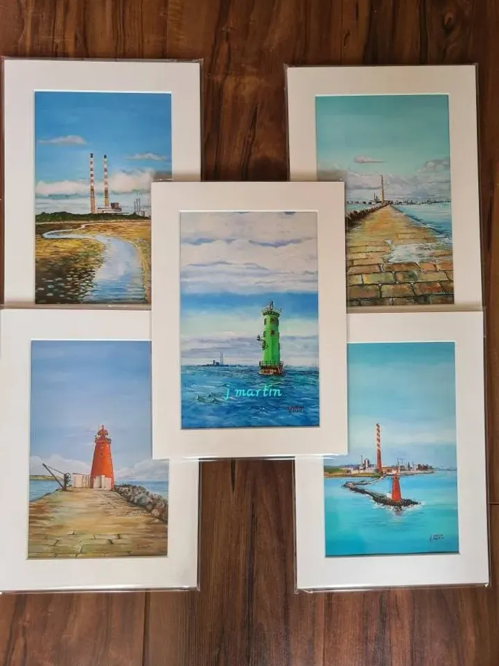 Poolbeg Chimneys, Ringsend Dublin, Seascape Dublin, Sandymount Dublin, Seaside, unmounted, unframed