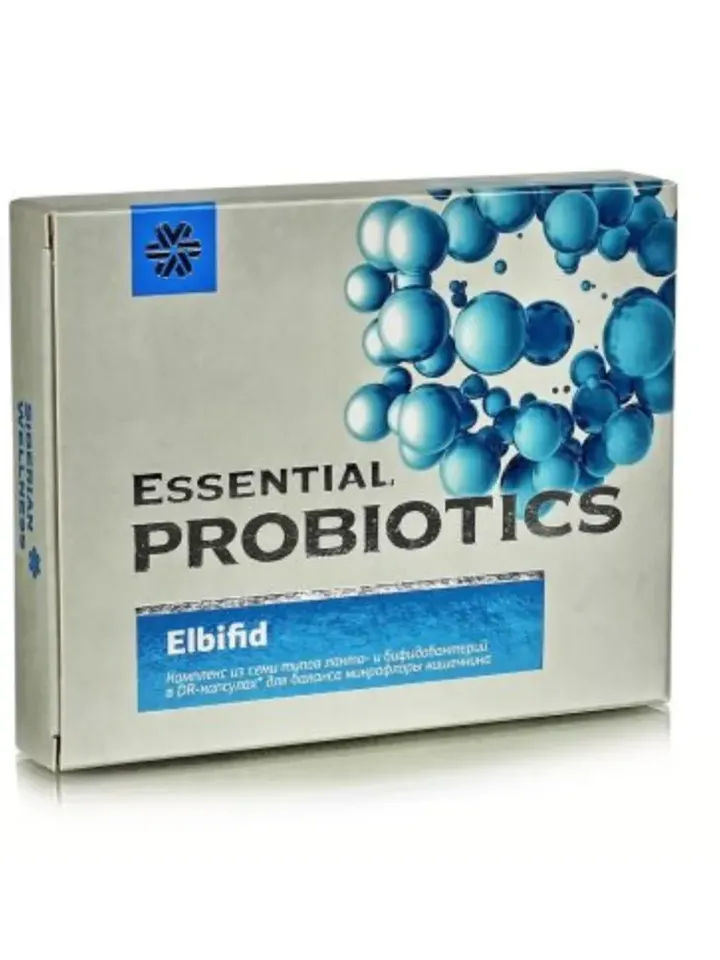 Elbifid. Complex lacto and bifidobacteria. 15 capsules of 500 mg.