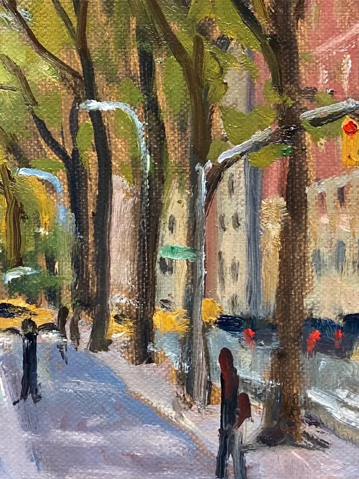 New York City Landscape Painting -Along Central Park West/NYC- 8x10 Oil on Linen, Plein Air Impressionist Cityscape, Signed Original