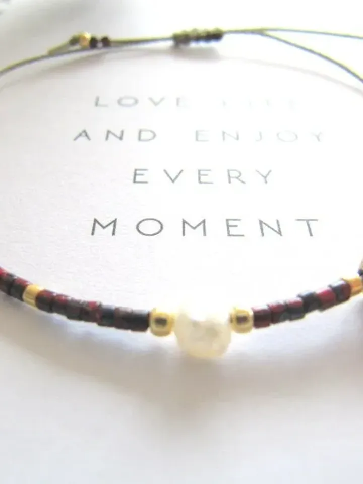 Miyuki bracelet and gift Card/Dainty & Beaded Tiny beads/Miyuki bracelet, friendship bracelet with freshwater pearl, Miyuki bracelets
