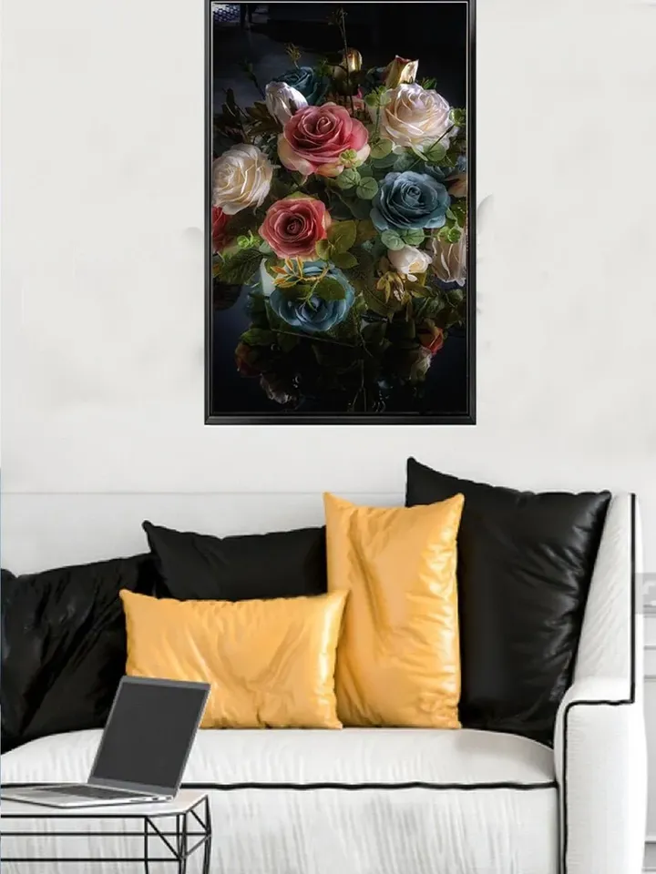 Roses Print on Canvas , Floating Frame Option, Modern Wall Art, Extra Large Canvas Wall Art