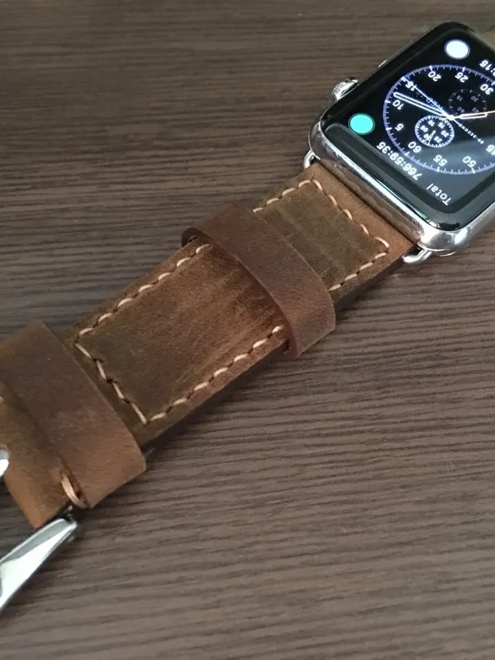 Apple iWatch Band Series 7 45mm 44mm, Apple Watch Strap, Brown Vintage Smart Watch Band, Wristwatch Band for Apple Watch SE, Gift Ideas