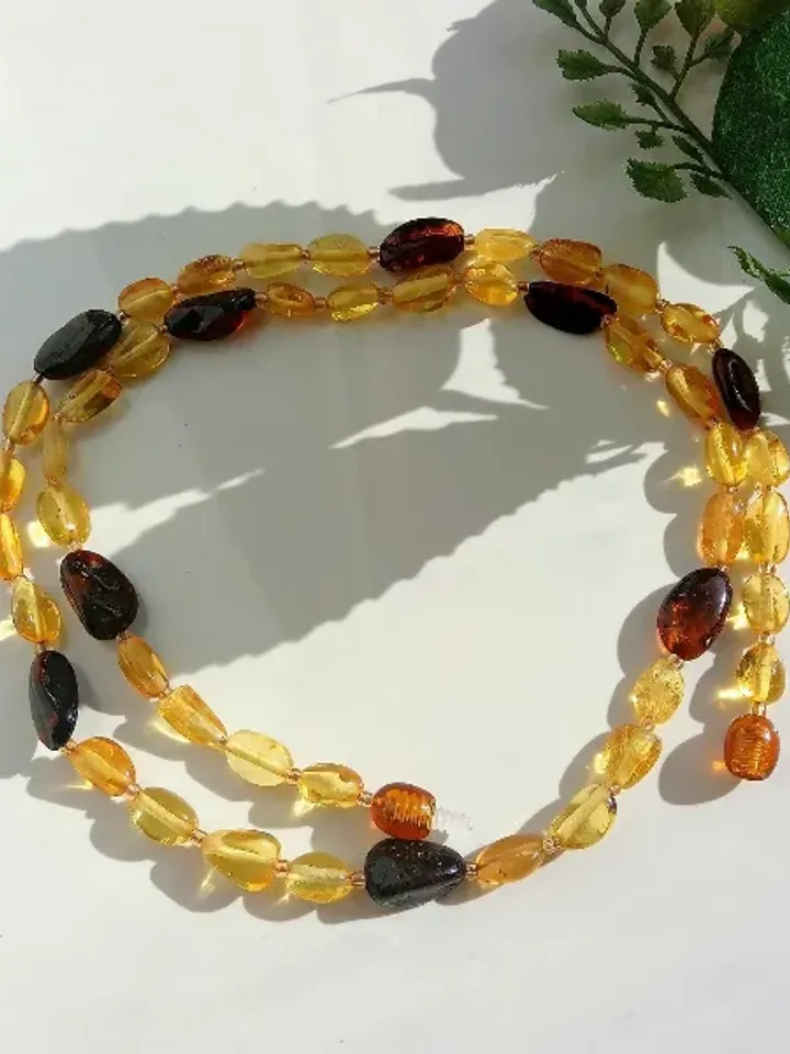 Adult Amber Necklace Multicolor Real Amber Healing Gem stone Jewelry Bead Necklace women Yellow Cognac Baltic Amber
