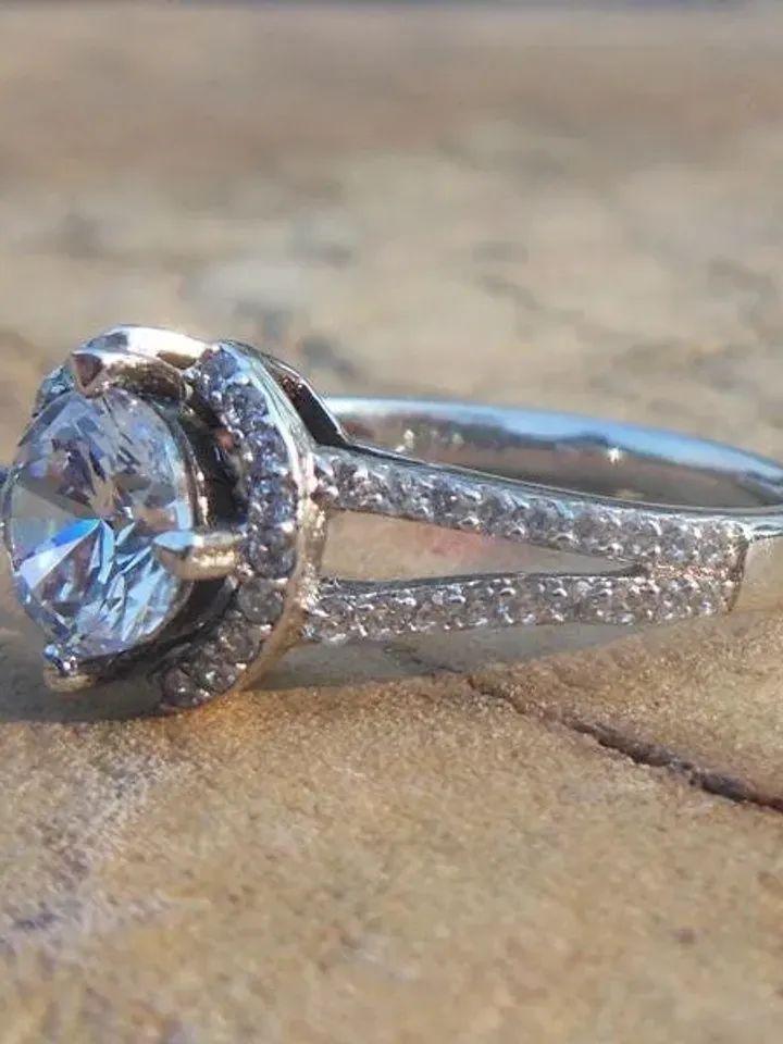 Solid 14K White Gold 6MM Round Fashion Semi Mount Ring / Diamond Ring / Engagement Ring