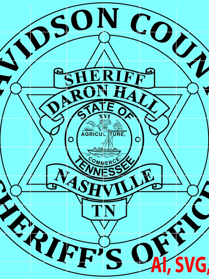 Sheriff Badge, Tennessee Davidson County Sheriff Badge, Logo, Seal, Custom, Ai, Vector, SVG, DXF, PNG, Digital