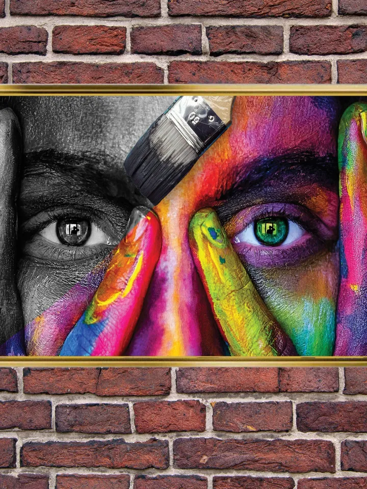 Painted woman Print on Canvas , Floating Frame Option, Modern Wall Art, Extra Large Canvas Wall Art