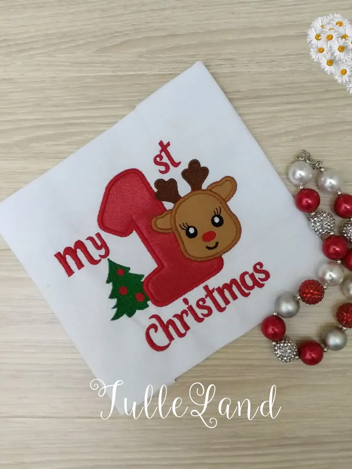 My first Christmas Deer Design applique for Machine Embroidery