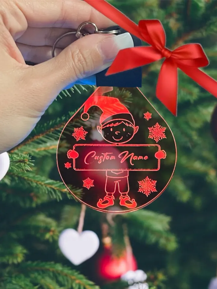 Christmas Elf LED Personalized Christmas ornament/Backpack Keychain