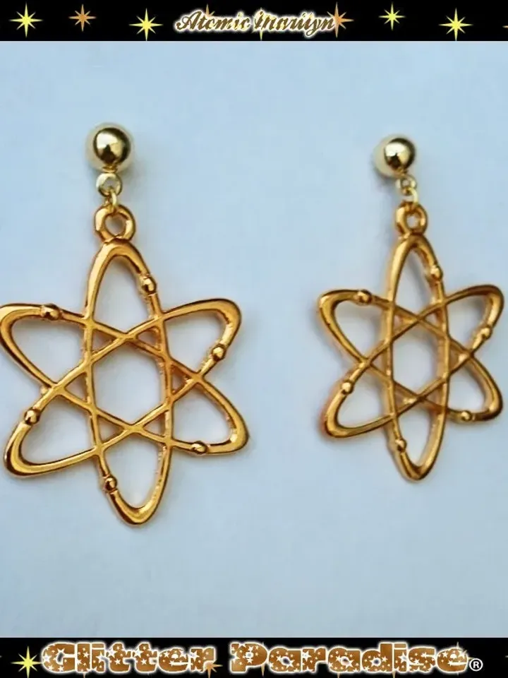 Atomic Marilyn - Earrings - Atoms Jewelry - Mid-Century Modern - Retro Science - Big Bang Theory - Biology - Franciscan - Glitter Paradise®