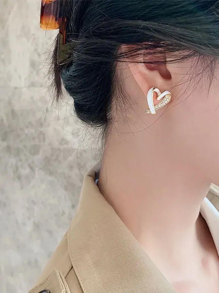 Gold Plated Heart Shape Stud Earrings, Heart Shaped Studs, Heart Stud Earrings Gold, Gold Heart Shape Earrings, Gold Heart Earrings