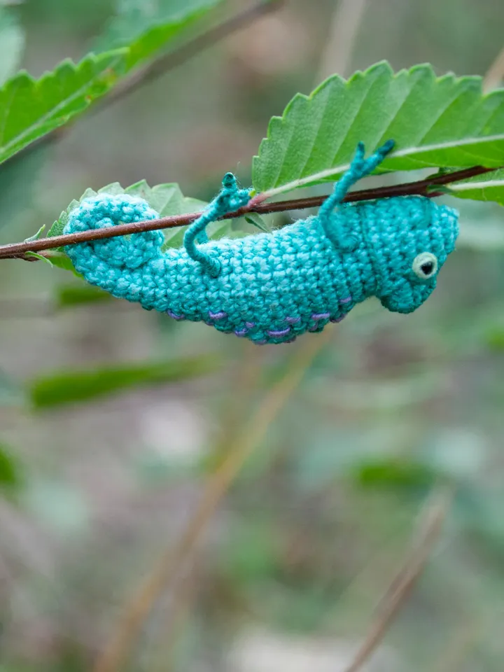 Tiny teal-green CHAMELEON, Miniature Turquoise exotic animal reptile, Chameleon mini figurine for dollhouse or diorama