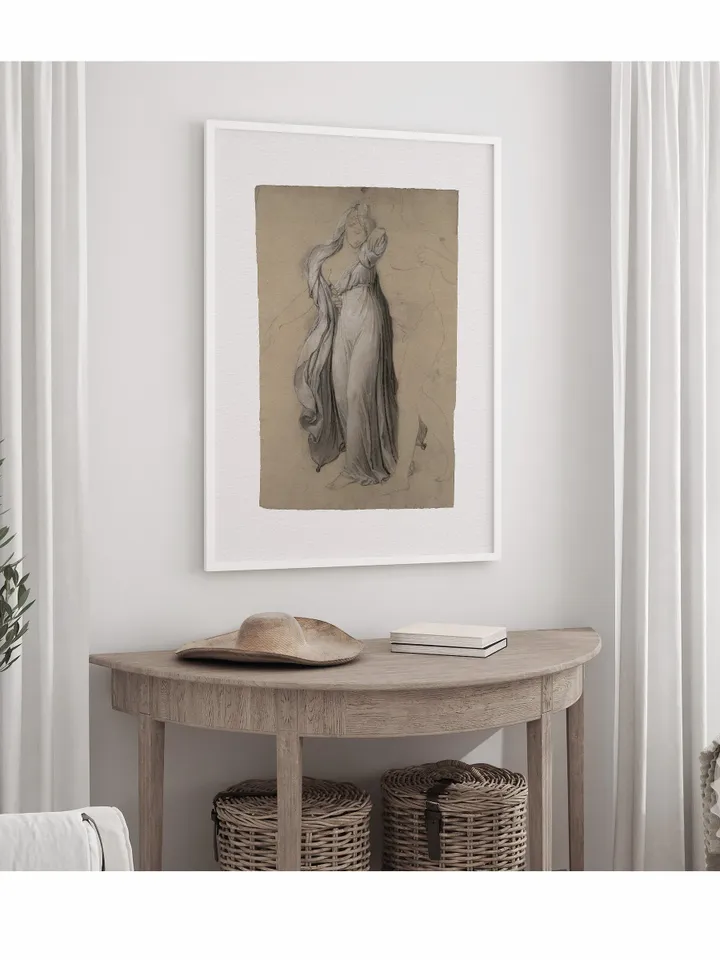Female Figure Drawing Print, Vintage Artwork, Neutral Wall Art Printable Decor | 107