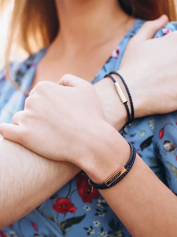 PERIMADE Custom Engraving Bracelet • Personalized Friendship Jewelry • Handmade Braided Rope Bracelet • Couple Bracelet • Matching Bracelet