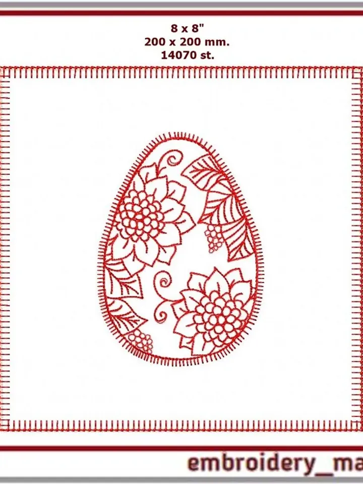 Design egg with flowers, napkin for home decor. Egg 4x4, napkin 8x8