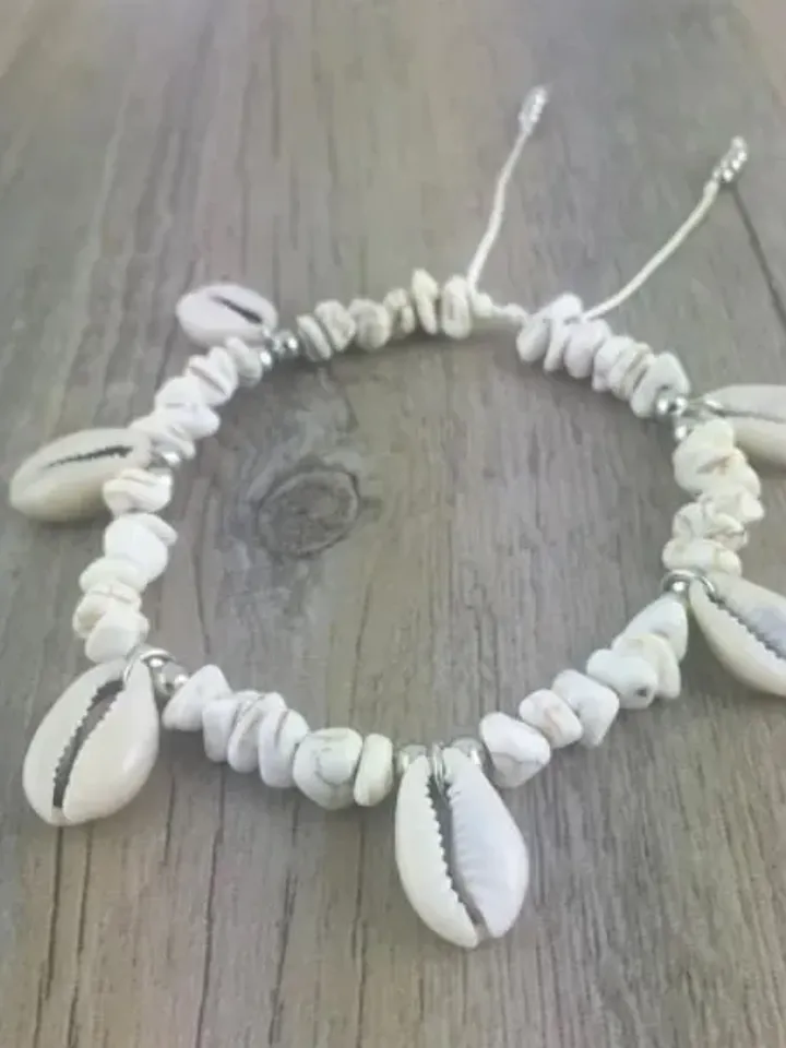 cowrie shell bracelet, shell anklet, cowrie shell surfer bracelet, shell bracelet