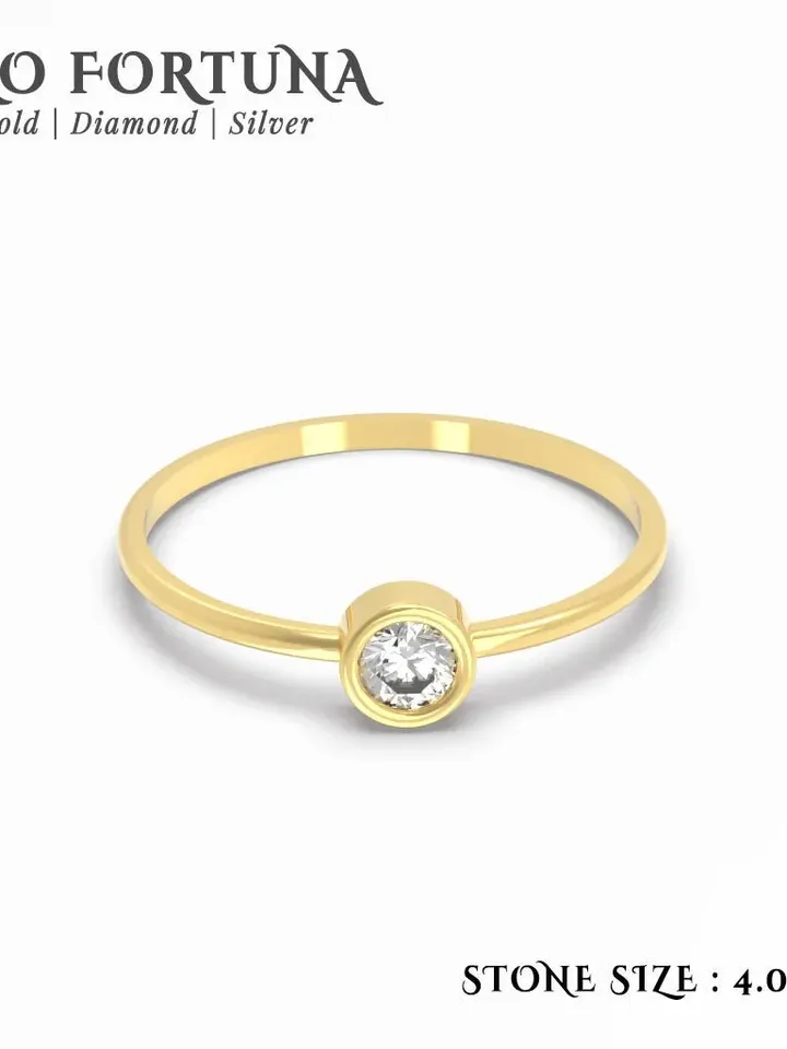 14K Gold Dainty 4.0 MM Solitaire Bezel Setting Engagement Ring Women, Minimalistic, Stylish, Trendy, Gift for Her, Anniversary, Valentines,