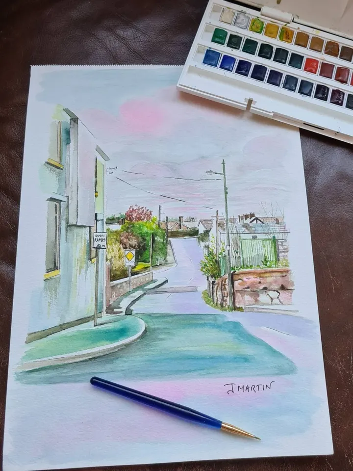 Watercolour Sketch of Windy Arbour and Farrenboley, Milltown, Dundrum Road, unmounted, unframed
