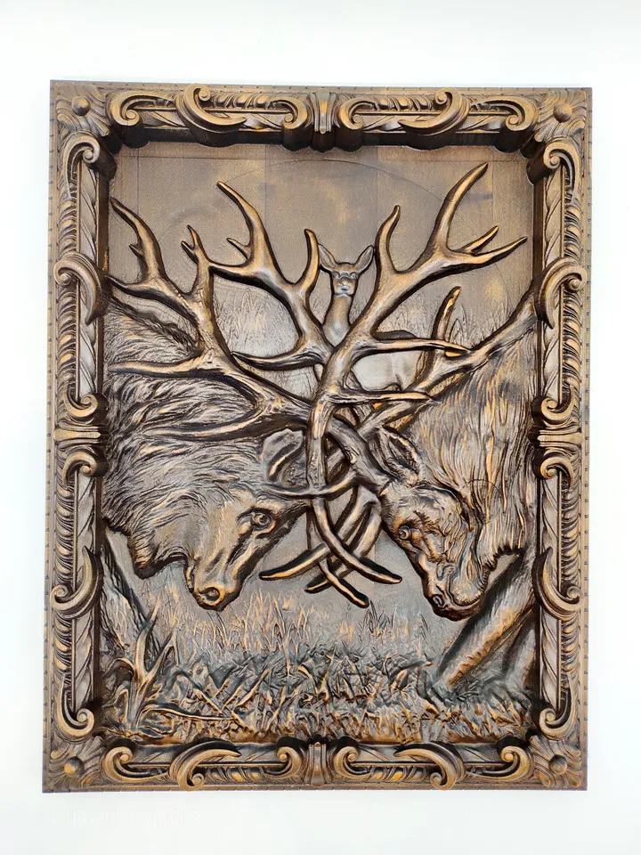 Wooden Carved Deer, Deer sculpture, Carver wall art deer, Wooden deer, folk art, Home decor wall art deears, Wooden deers Decoration