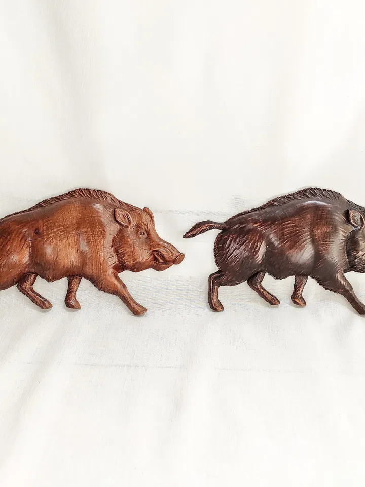 Wild Boar Wall Art Panel, Wooden Carver Panel Wild Boar, Wooden Gift Hunting, 3D carved wood wall art a Boar