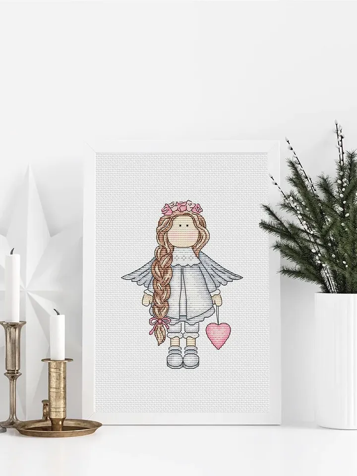 Doll Angel Cross Stitch Pattern Cute Doll Winter Cross Stitch Girl Cross Stitch Pattern Instant Download PDF