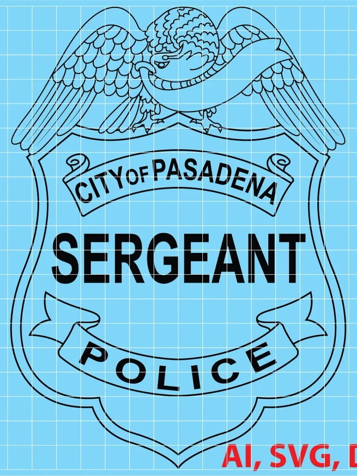 City of Pasadena Police Sergeant Badge, Logo, Seal, Custom, Ai, Vector, SVG, DXF, PNG,