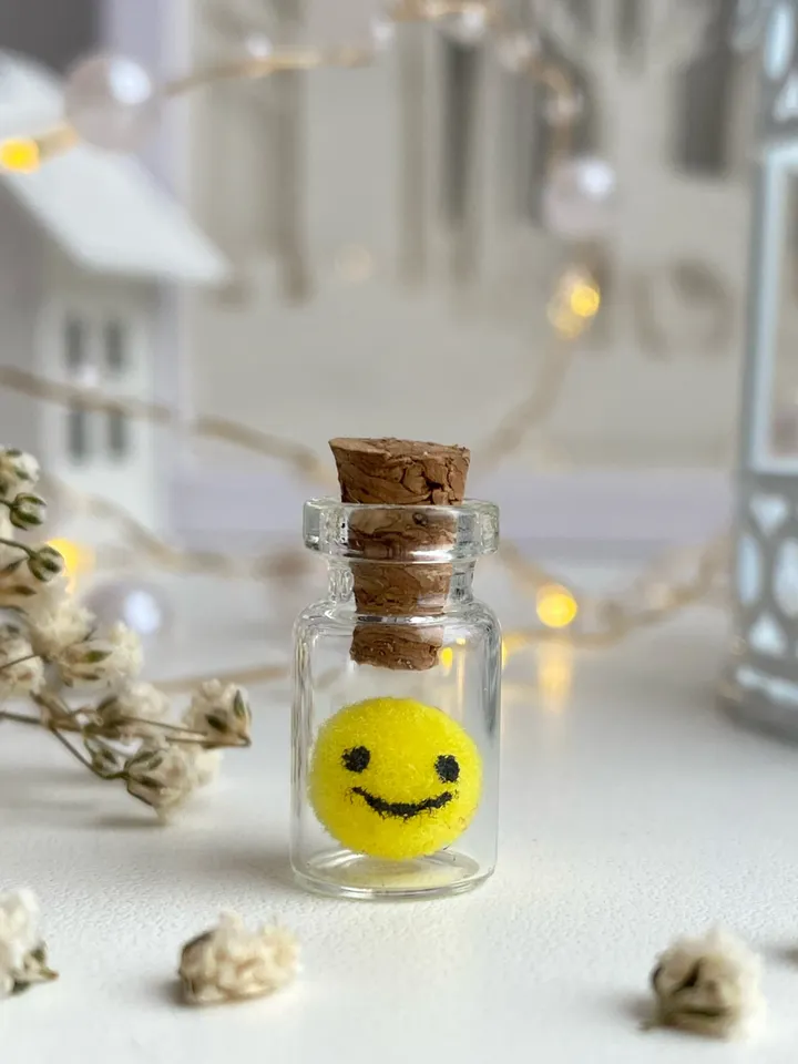 Micro crochet animals in glass bottle necklace long distance gift for best friends mini figurines glow in the dark