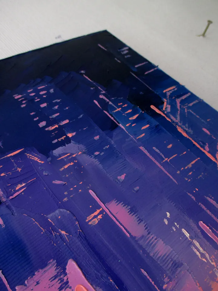 ORIGINAL OIL PAINTING on Canvas, Night City Original Painting Modern Original Art by "Walperion Paintings"