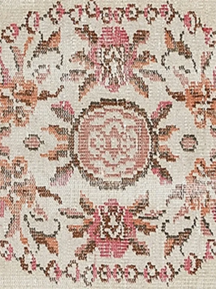 Rose Oushak: Handwoven Pink Turkish Rug for Bohemian Home Decor - 5.1 x 8.3 ft
