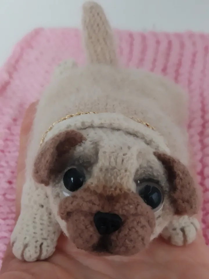 Miniature pug puppy realistic toy for doll house, pug mini car keychain, miniature souvenir dog