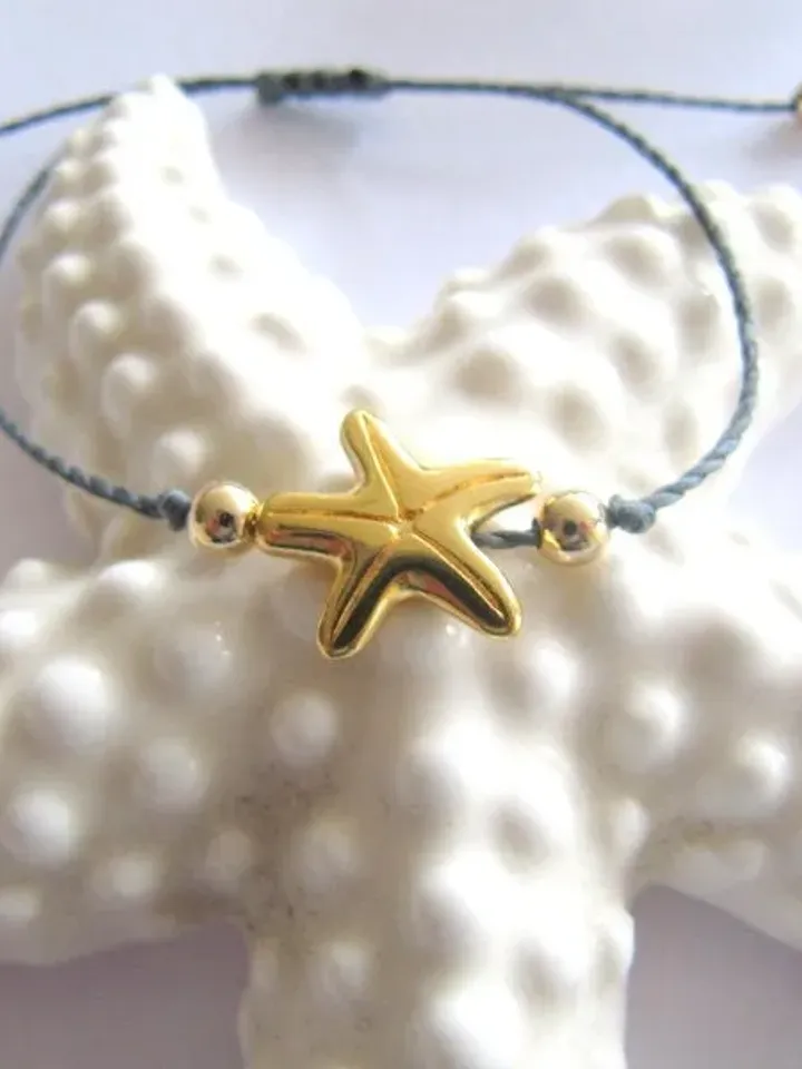 Starfish bracelet, maritime bracelet with golden starfish hippie style, Ibiza bracelet boho style, friendship bracelet gift, nautical band