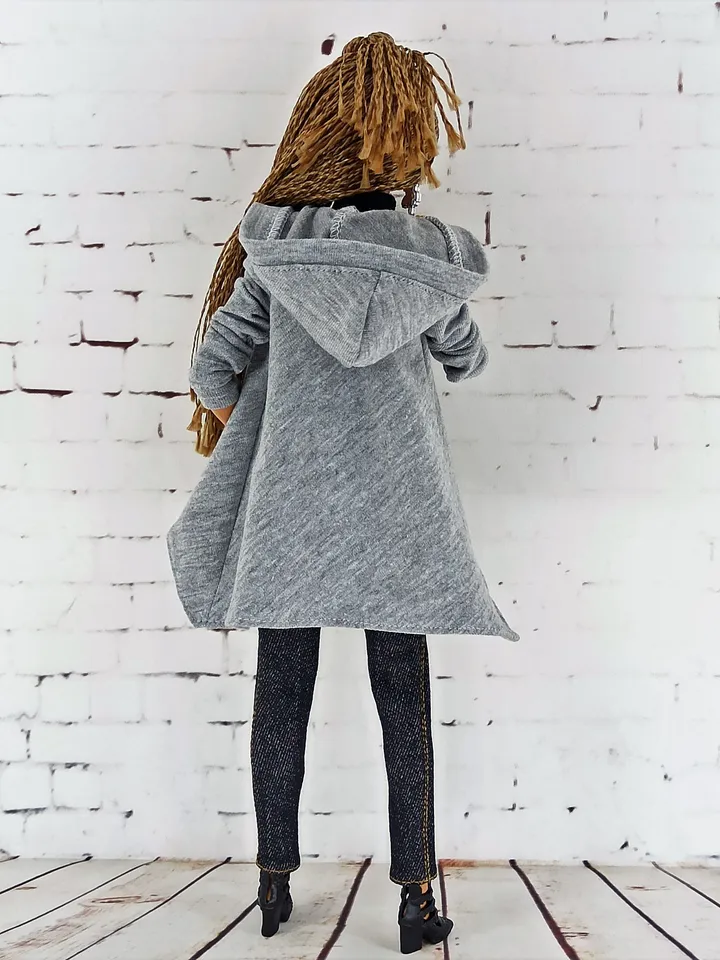 Set of jeans, bodysuit and cape with hood