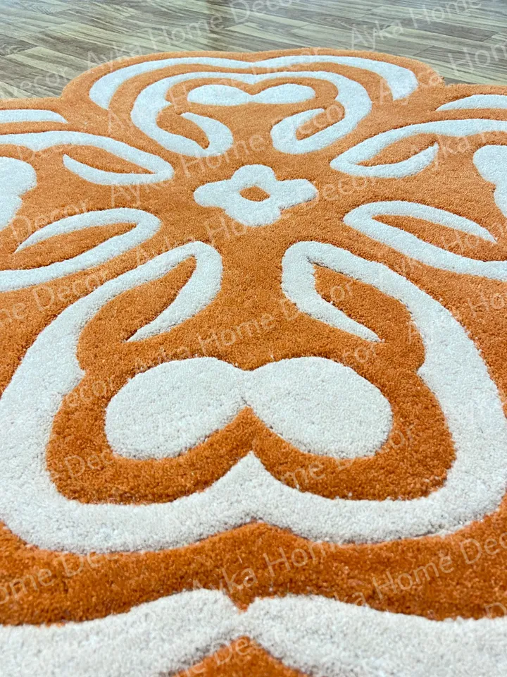 Whito Stip Woolen Handmade Area Rug For Hall Kitchen Living Room Bed Room Bath Room Dining Room Kids Room Carpet / Christmas Gift / Rugs