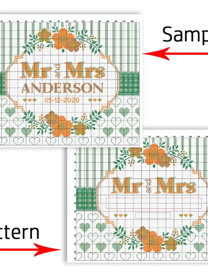 Floral frame cross stitch pattern. Wedding cross stitch pattern. DIY. Floral Wreath.