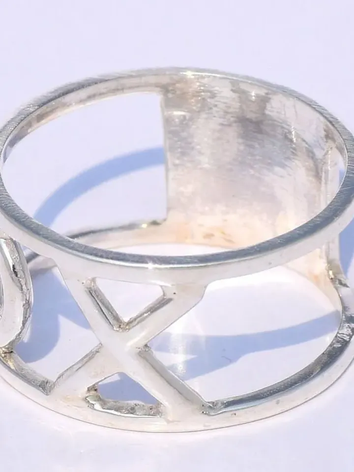 925 Solid Sterling Silver Band Ring, Handmade Band Ring, Statement Ring, Unisex Jewelry, Wedding Band, Valentine's Gift, XO Peace band Ring