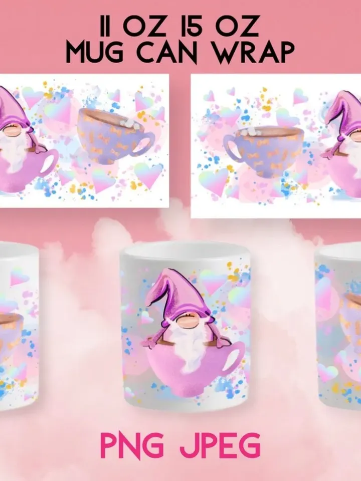 4 Designs Gnome's Big Bundle 11 oz 15 oz Mug Can Wrap designs patterns all tumbler glass in the shop 2023 sublimation Yoga Birthday Wedding