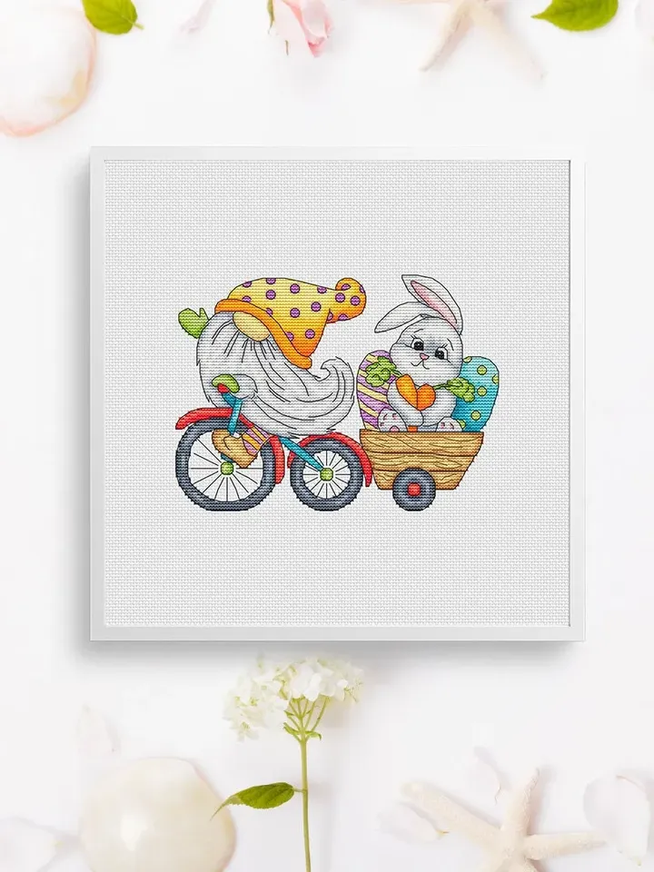 Easter Gnome Cross Stitch Pattern PDF, Easter Bunny Embroidery Pattern PDF, Modern cross stitch, Pdf Pattern