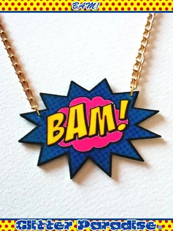 BAM! KAPOW! - Necklace - Cosplay - Comic - Super Hero - Comics - DC Comic - Fight - Cartoon - Manga - Marvel - Pop Art - Glitter Paradise®