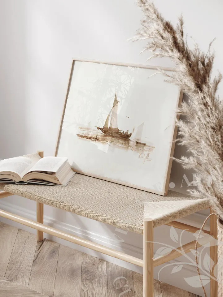 Sailboat Painting Print Minimalist Sketch Art, Vintage PRINTABLE Nautical Wall Art Home Decor | 180
